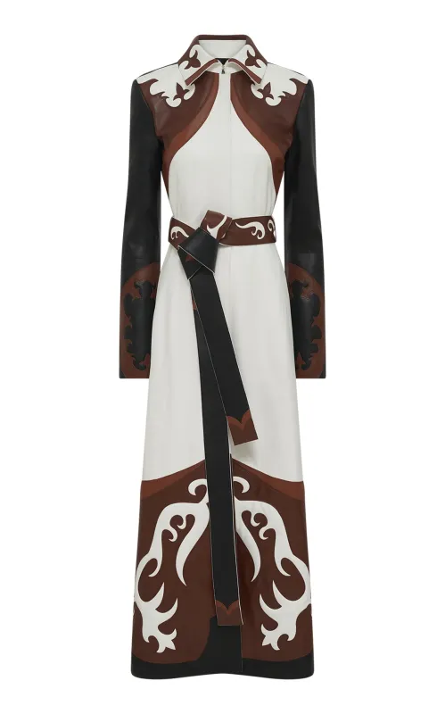 Jemme Western Trench Coat in Multi Nappa Leather sold by Gabriela Hearst