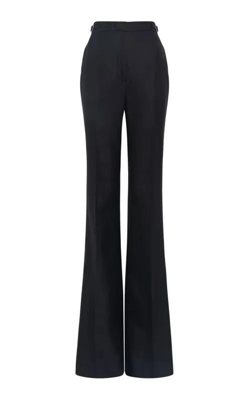 Vesta Flare Pant in Black Virgin Wool Silk with Linen sold by Gabriela Hearst