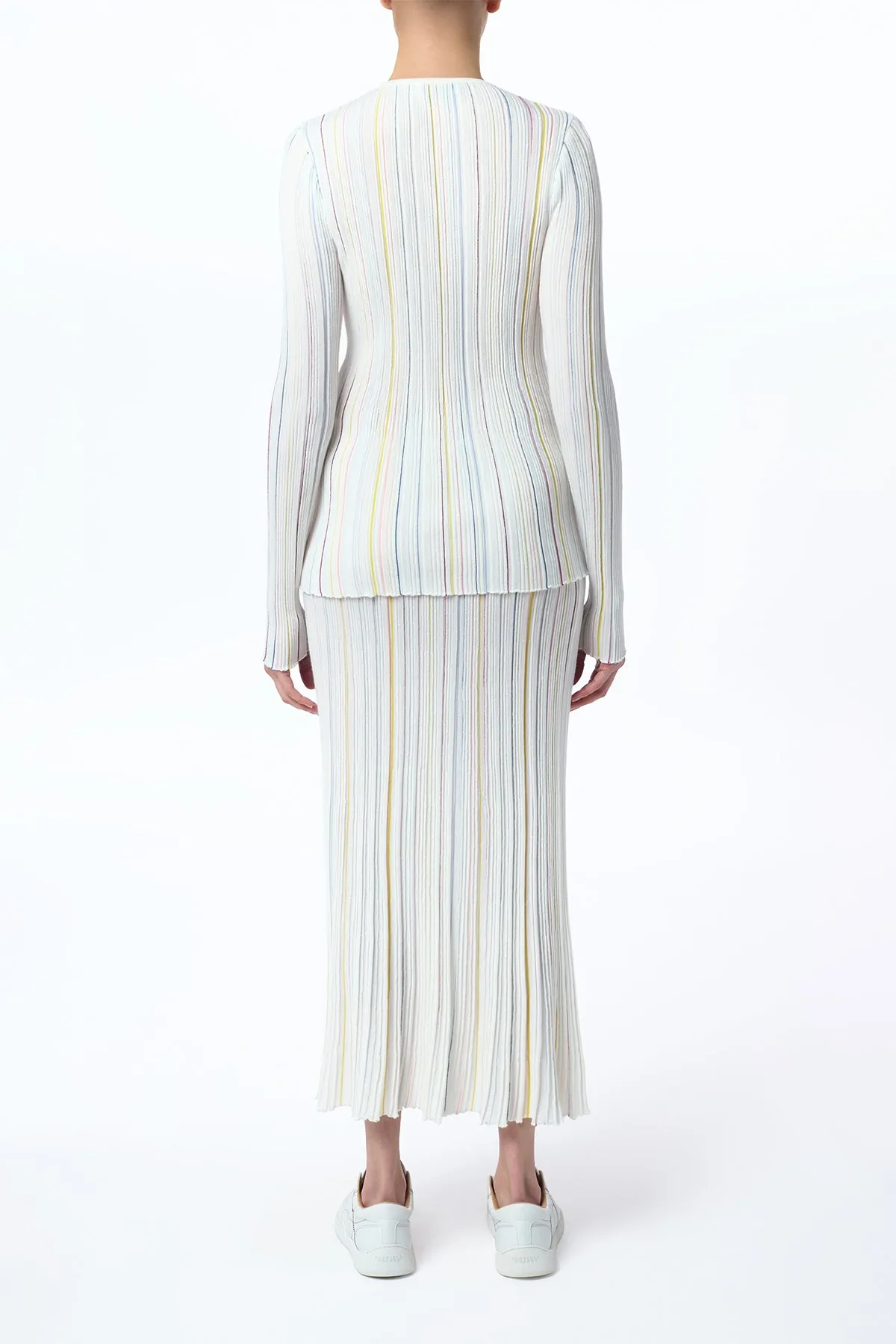 Celeano Pinstripe Knit Midi Skirt in Ivory Multi Merino Wool sold by Gabriela Hearst product image thumbnail 5