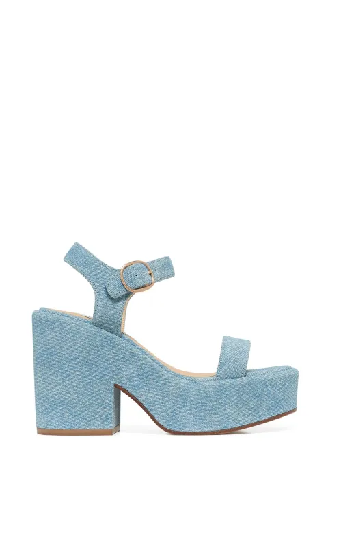 Iman Platform Sandal in Light Blue Suede Denim sold by Gabriela Hearst