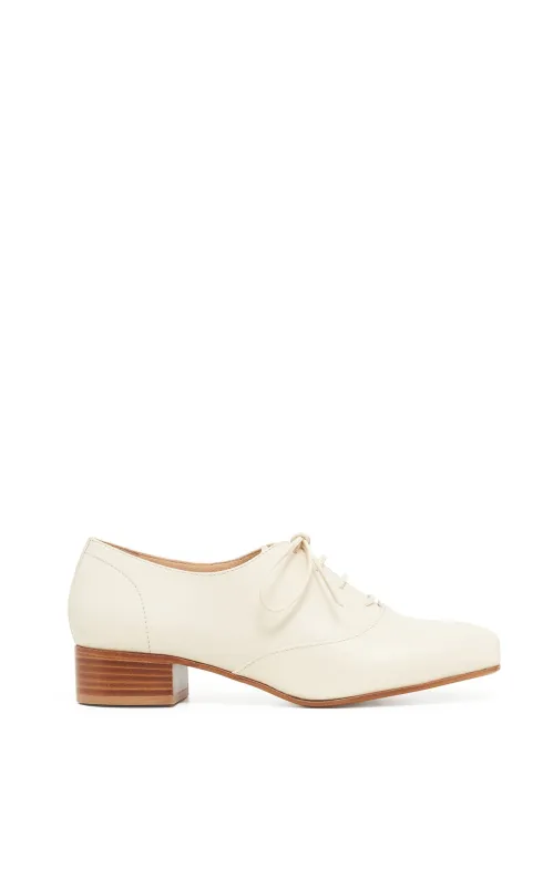 Clio Oxford Heel in Ivory Nappa Leather sold by Gabriela Hearst