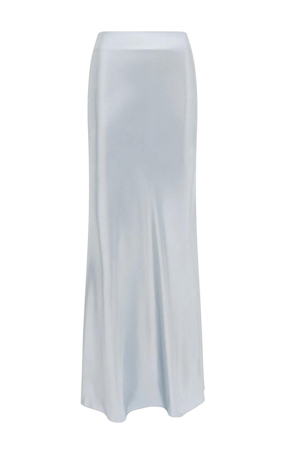 Fauna Bias Maxi Skirt in Silver Metallic Silk Twill sold by Gabriela Hearst