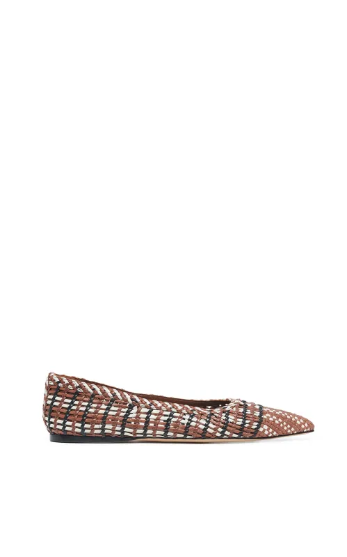 Aurora Braided Flat Shoe in Cognac Multi Leather sold by Gabriela Hearst