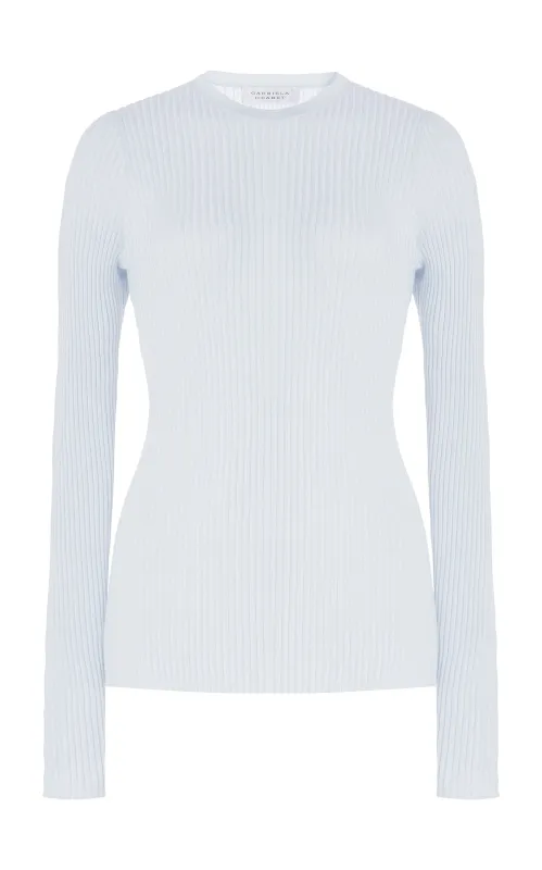 Browning Knit Sweater in Light Blue Cashmere Silk sold by Gabriela Hearst