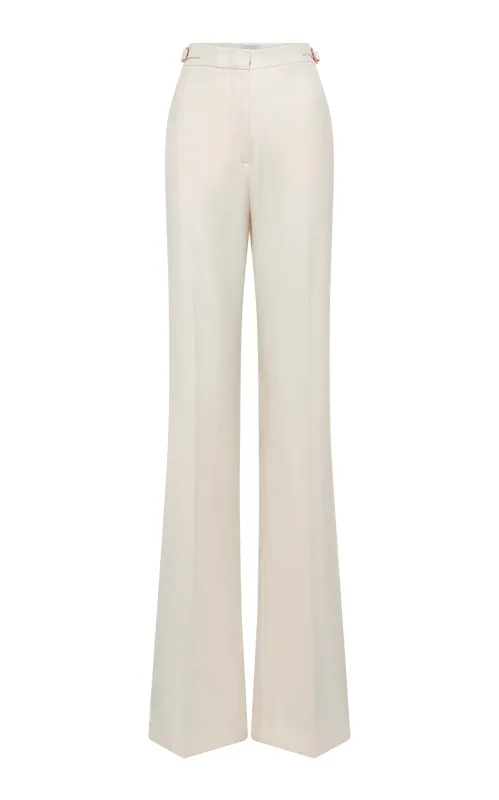 Vesta Flare Pant in Ivory Virgin Wool Silk with Linen sold by Gabriela Hearst