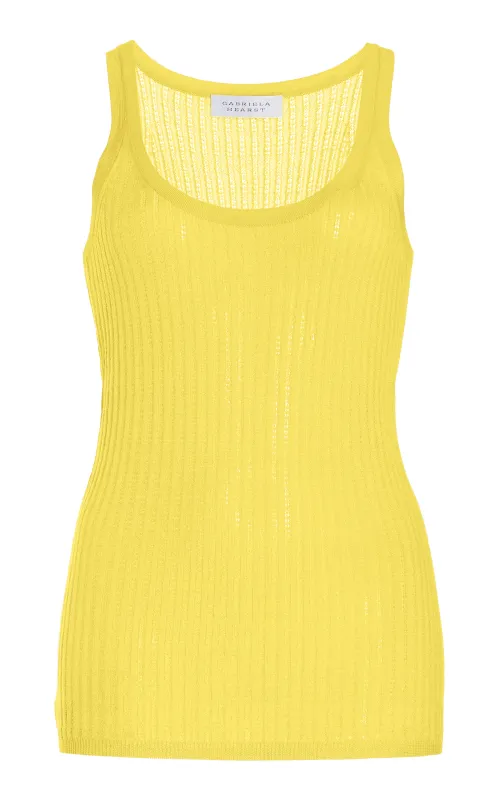 Nevin Pointelle Knit Tank Top in Goldenrod Cashmere Silk sold by Gabriela Hearst