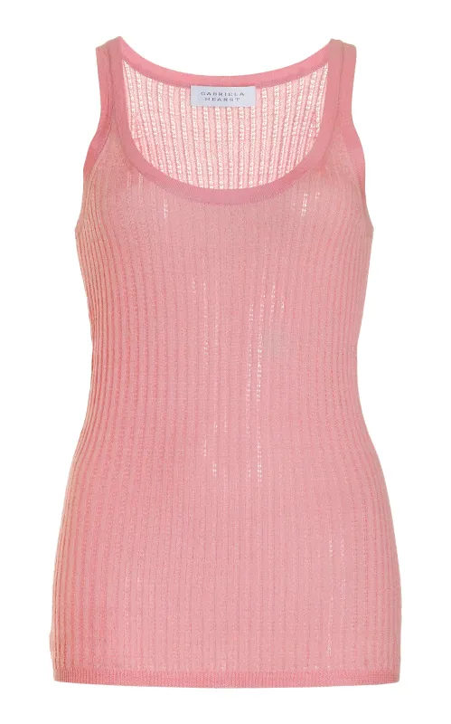 Nevin Pointelle Knit Tank Top in Rosa Cashmere Silk sold by Gabriela Hearst