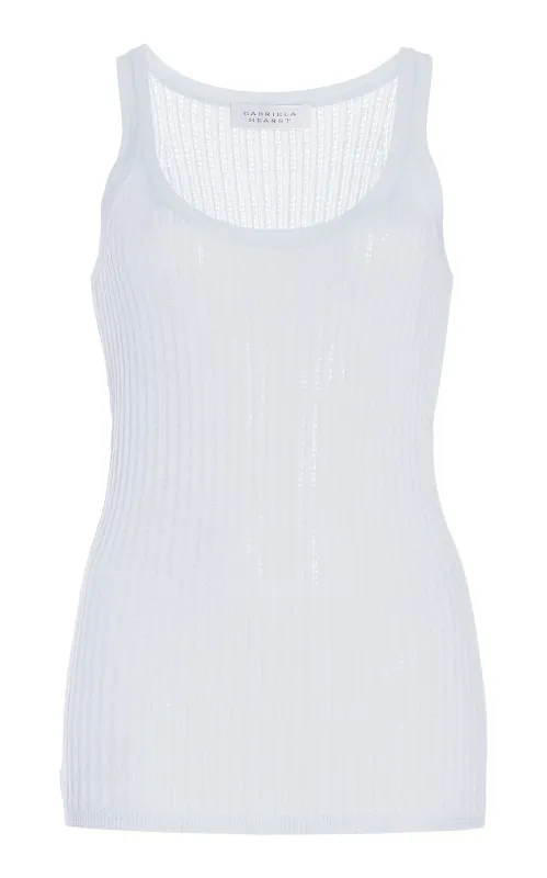 Nevin Pointelle Knit Tank Top in Light Blue Cashmere Silk sold by Gabriela Hearst