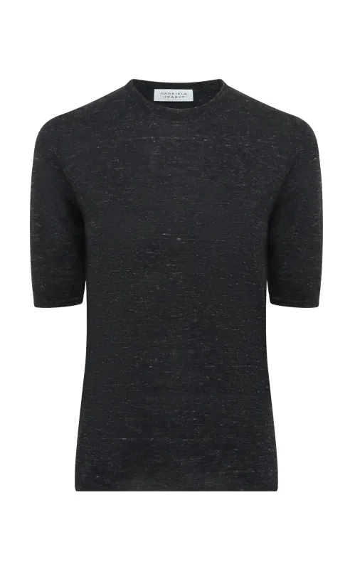 Chryse Knit T-Shirt in Black Cashmere Silk with Hemp sold by Gabriela Hearst