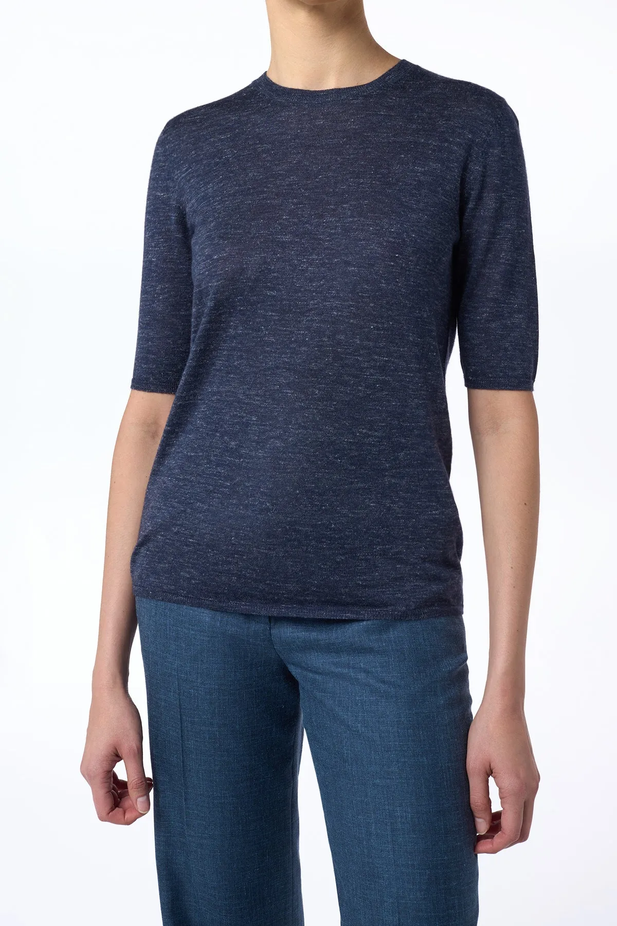Chryse Knit T-Shirt in Navy Cashmere Silk with Hemp sold by Gabriela Hearst product image thumbnail 2