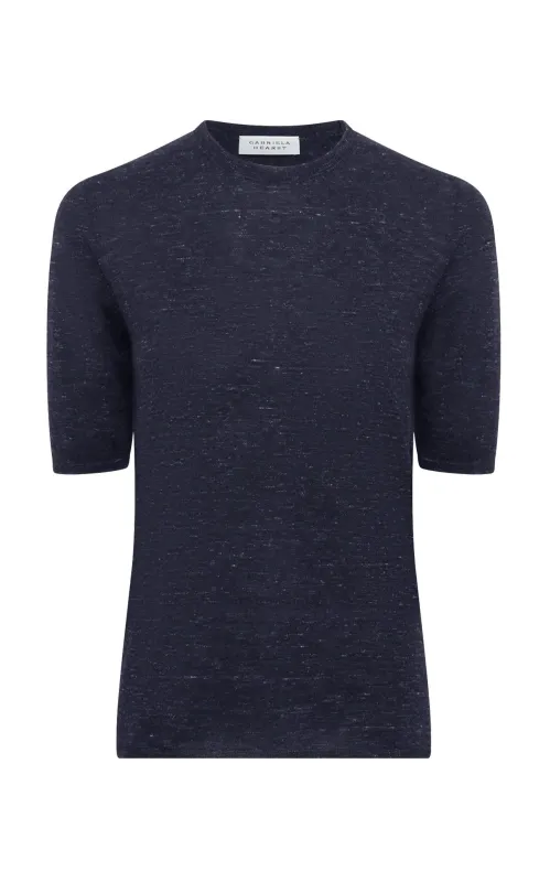Chryse Knit T-Shirt in Navy Cashmere Silk with Hemp sold by Gabriela Hearst