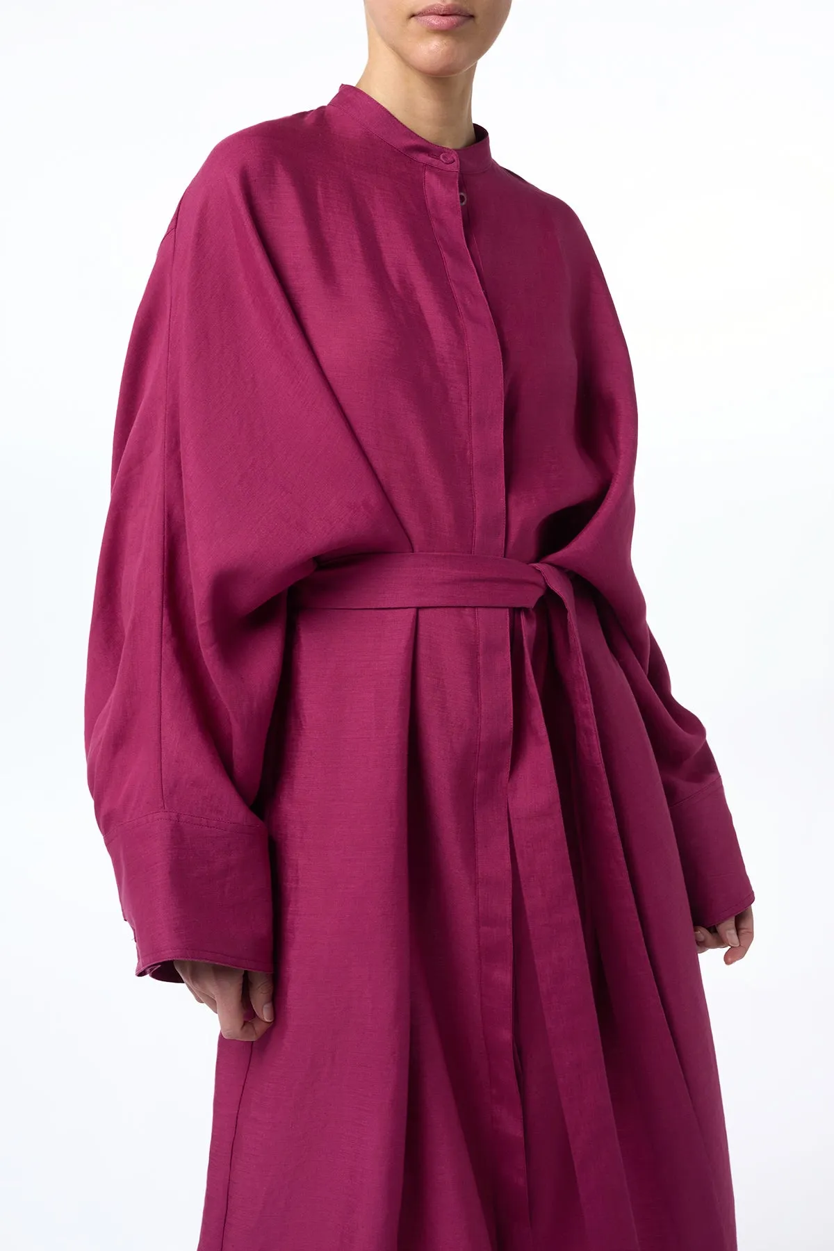 Tilda Oversized Midi Dress in Raspberry Aloe Linen sold by Gabriela Hearst product image thumbnail 5