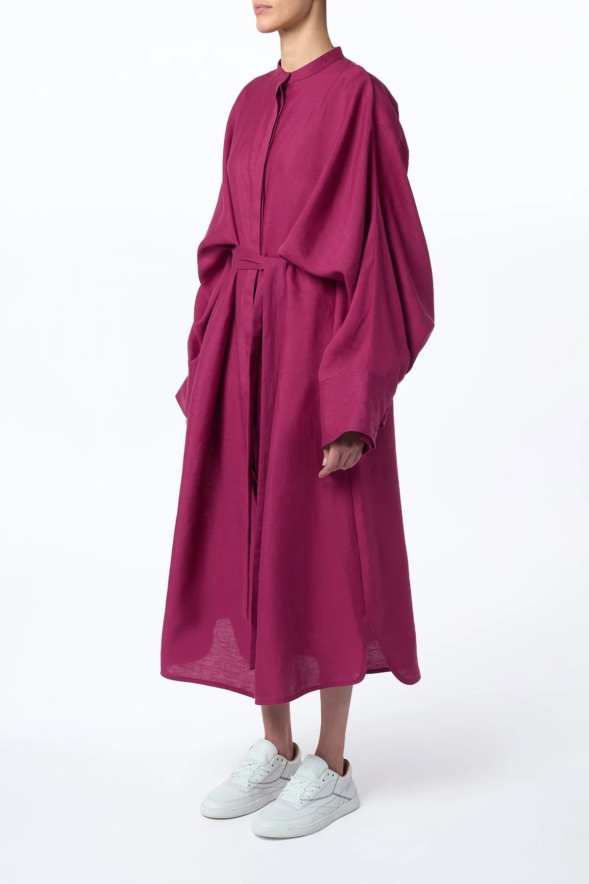 Tilda Oversized Midi Dress in Raspberry Aloe Linen sold by Gabriela Hearst product image thumbnail 3
