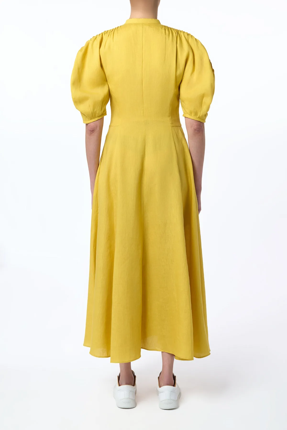 Arabella Shirtdress in Goldenrod Aloe Linen sold by Gabriela Hearst product image thumbnail 4