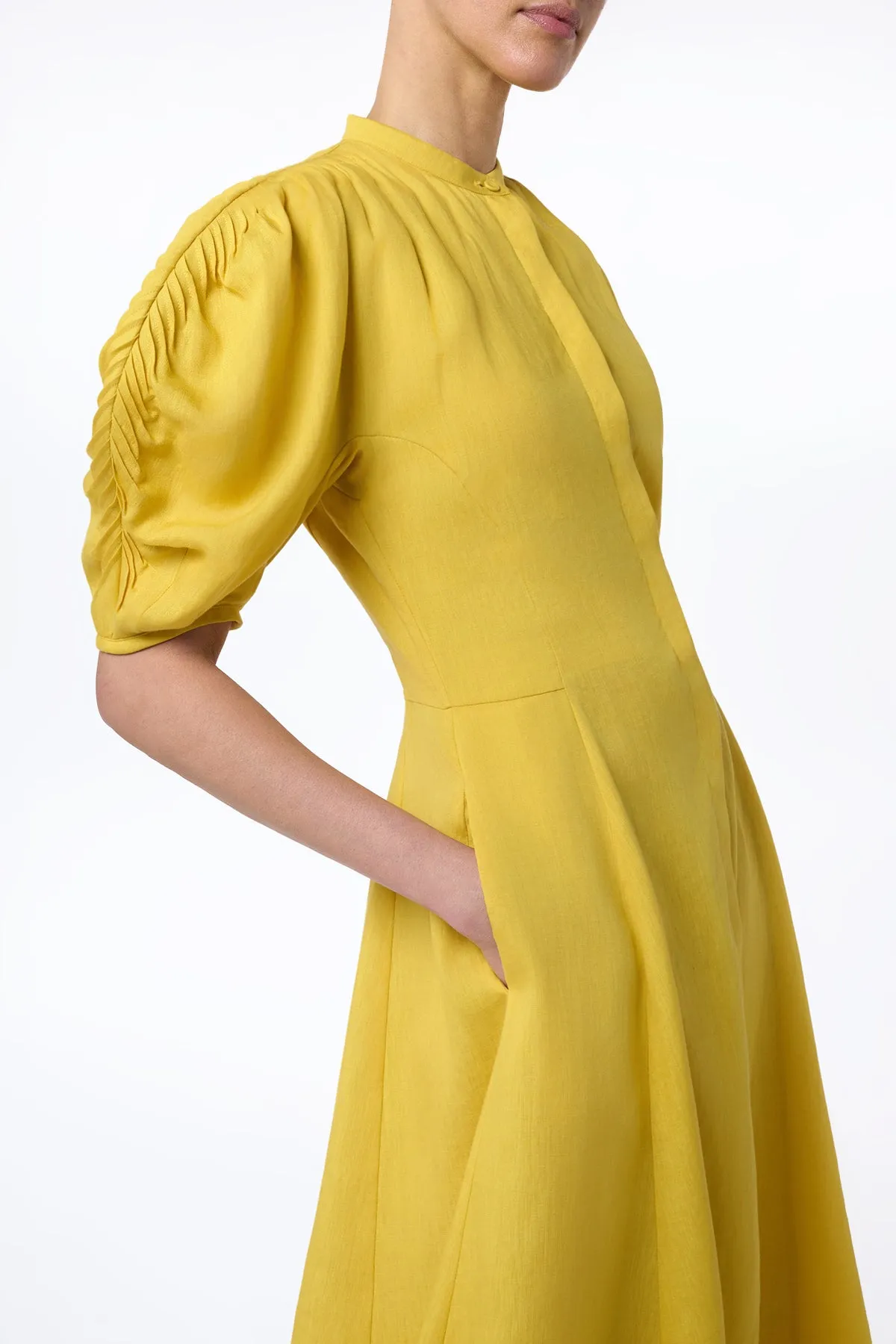 Arabella Shirtdress in Goldenrod Aloe Linen sold by Gabriela Hearst product image thumbnail 5
