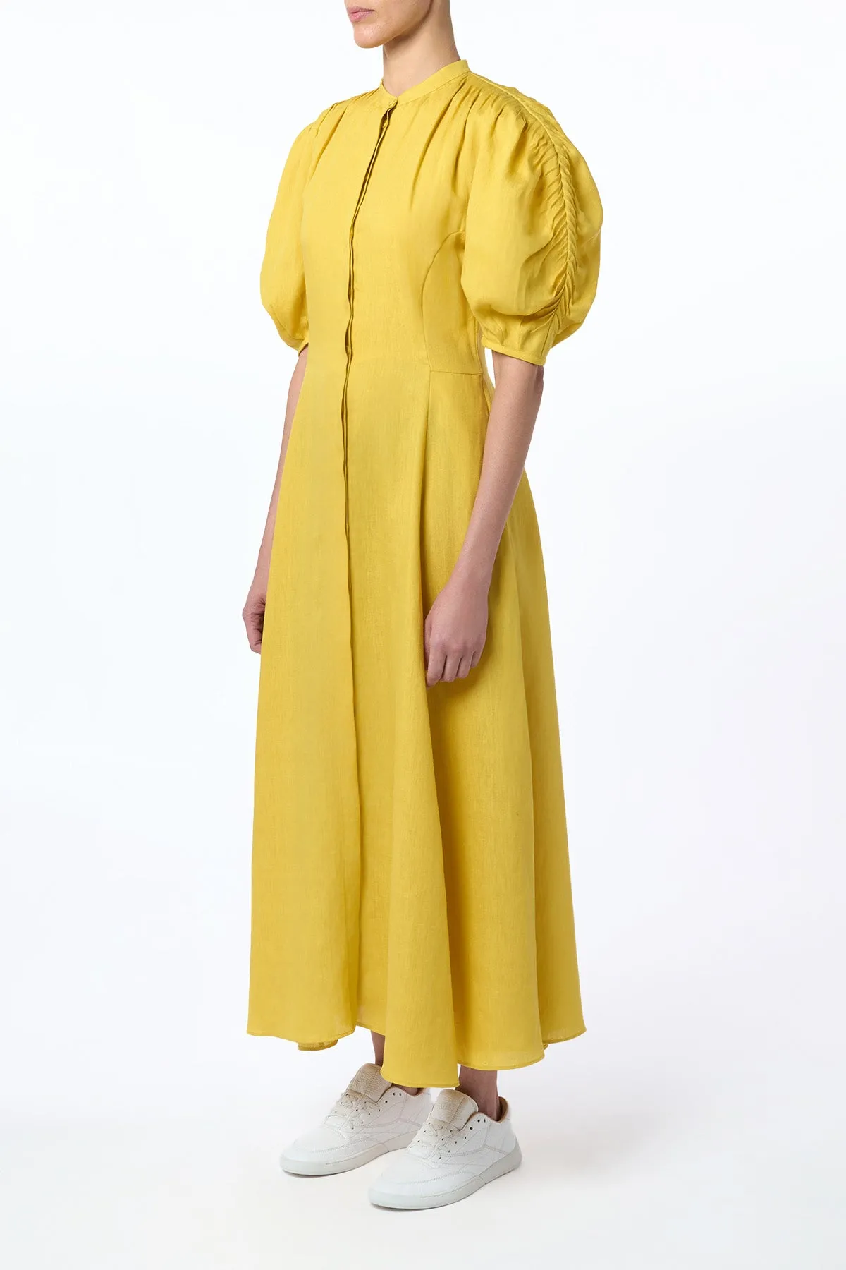 Arabella Shirtdress in Goldenrod Aloe Linen sold by Gabriela Hearst product image thumbnail 3