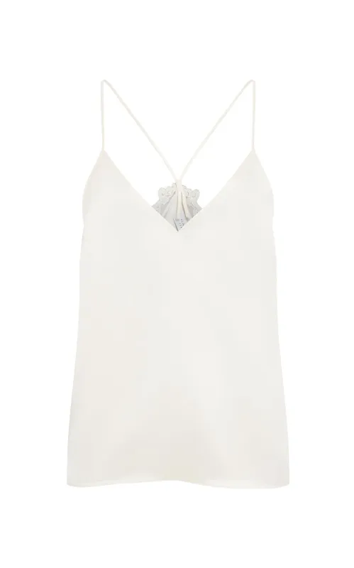 Mage Cami Top in Ivory Silk Satin sold by Gabriela Hearst