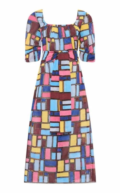 Payden Dress in Aurora Multi Printed Silk sold by Gabriela Hearst