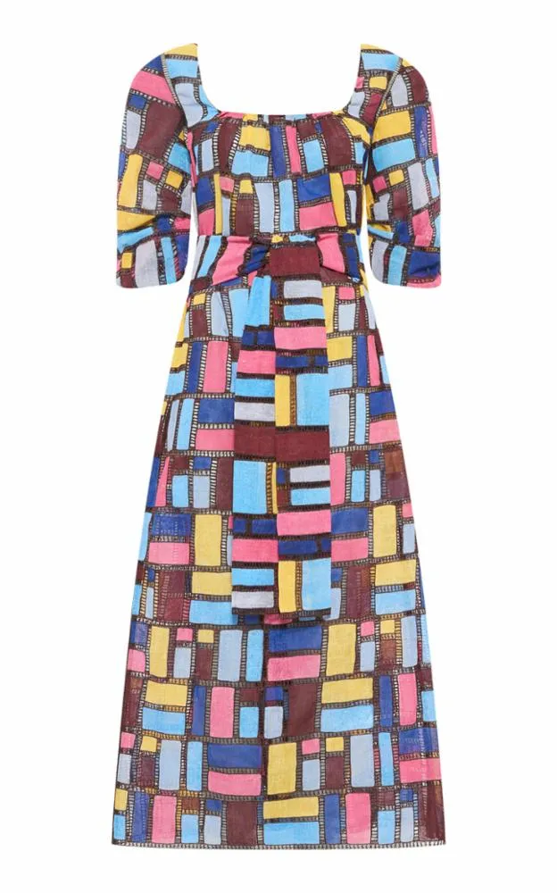 Payden Dress in Aurora Multi Printed Silk sold by Gabriela Hearst