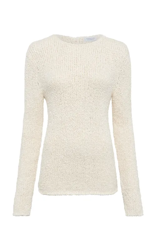 Evaki Knit Sweater in Ivory Silk Boucle sold by Gabriela Hearst