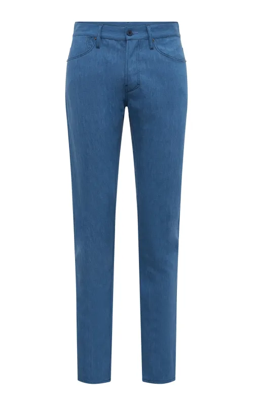 Anthony Five Pocket Pant in Light Blue Cotton Linen Denim sold by Gabriela Hearst