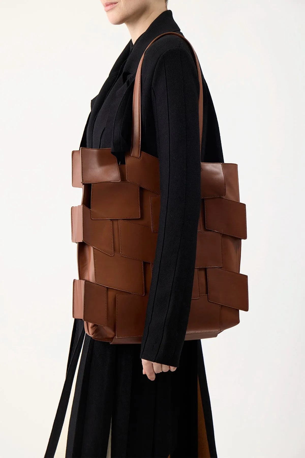 Laquered Patchwork Tote Bag in Cognac Leather sold by Gabriela Hearst product image thumbnail 5