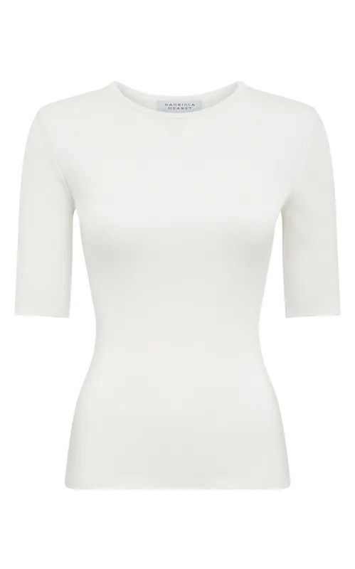 Anahita Knit T-Shirt in Ivory Silk sold by Gabriela Hearst
