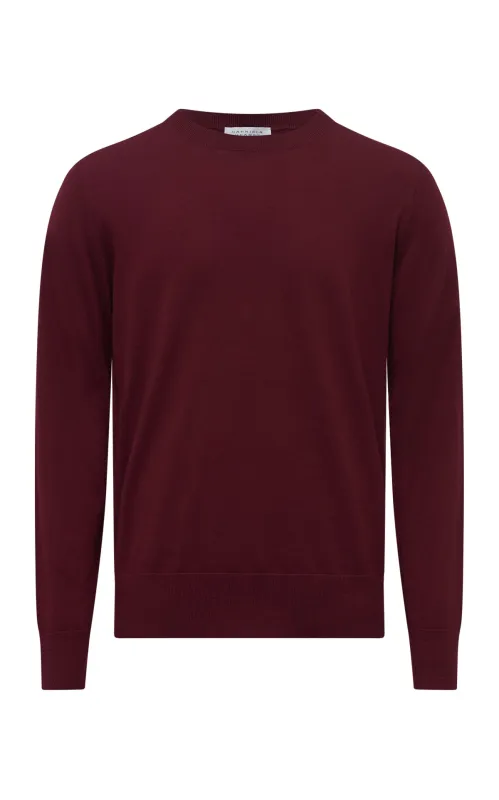 Palco Knit Crewneck in Bordeaux Merino Wool sold by Gabriela Hearst