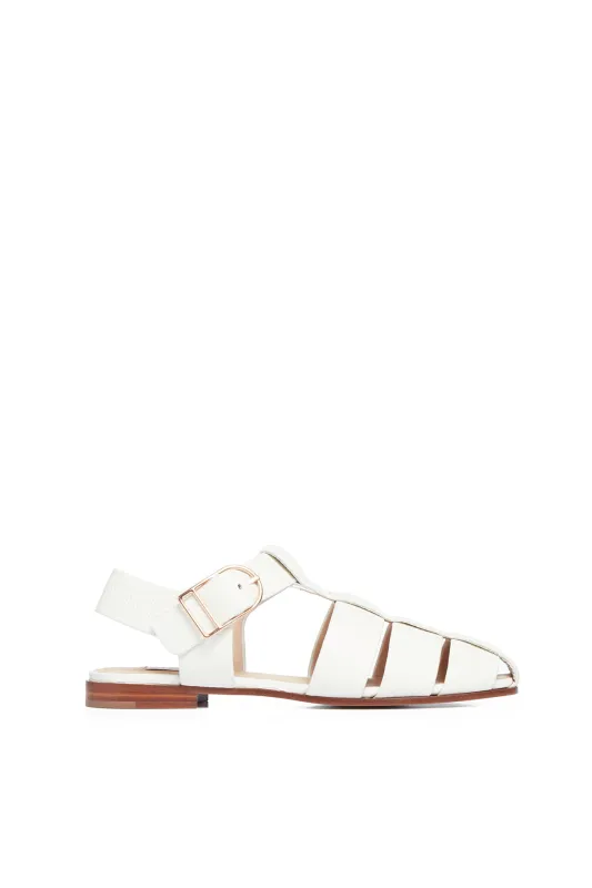 Lynn Sandal in Cream Textured Leather sold by Gabriela Hearst