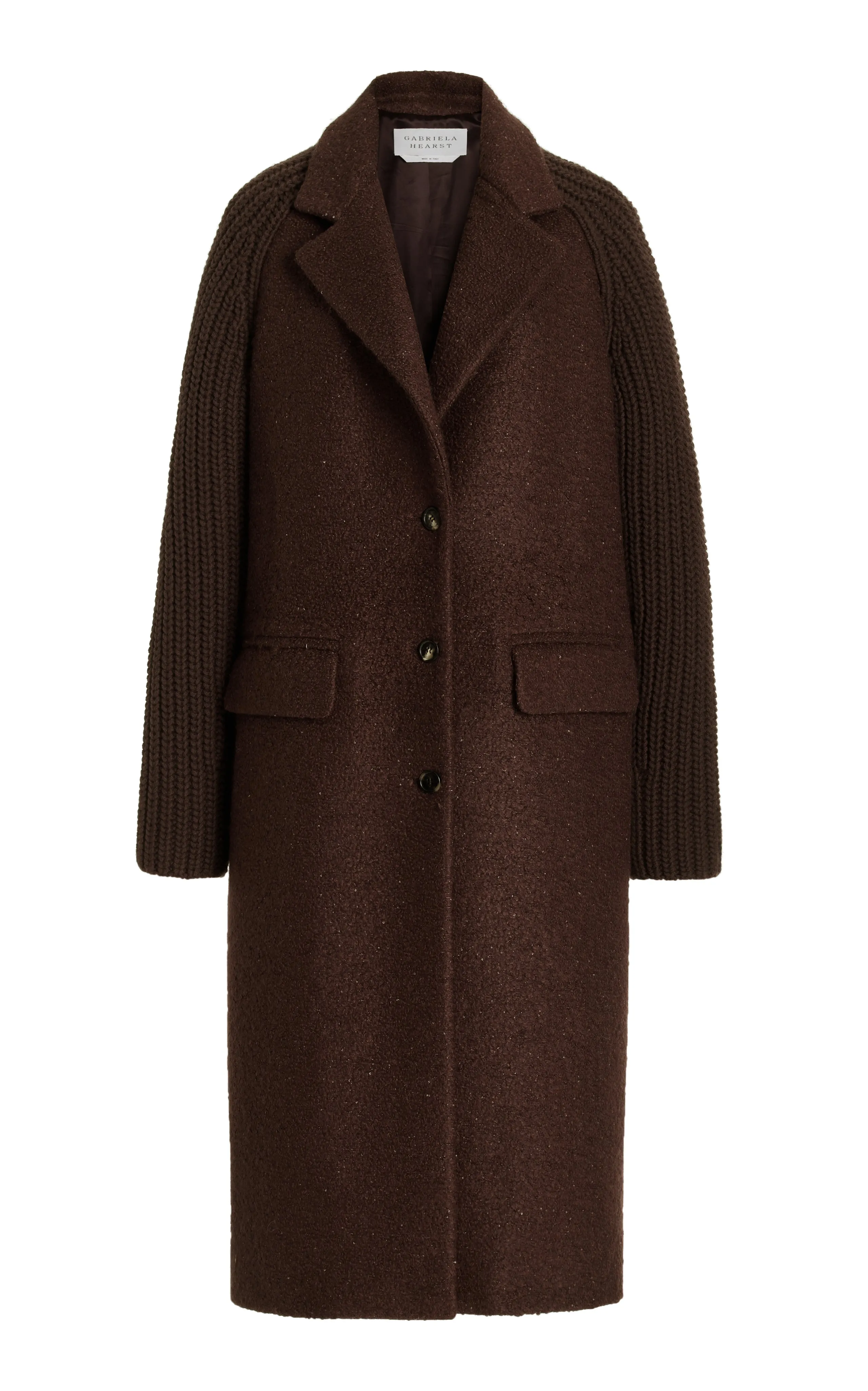 Charles Coat in Chocolate Cashmere Boucle sold by Gabriela Hearst