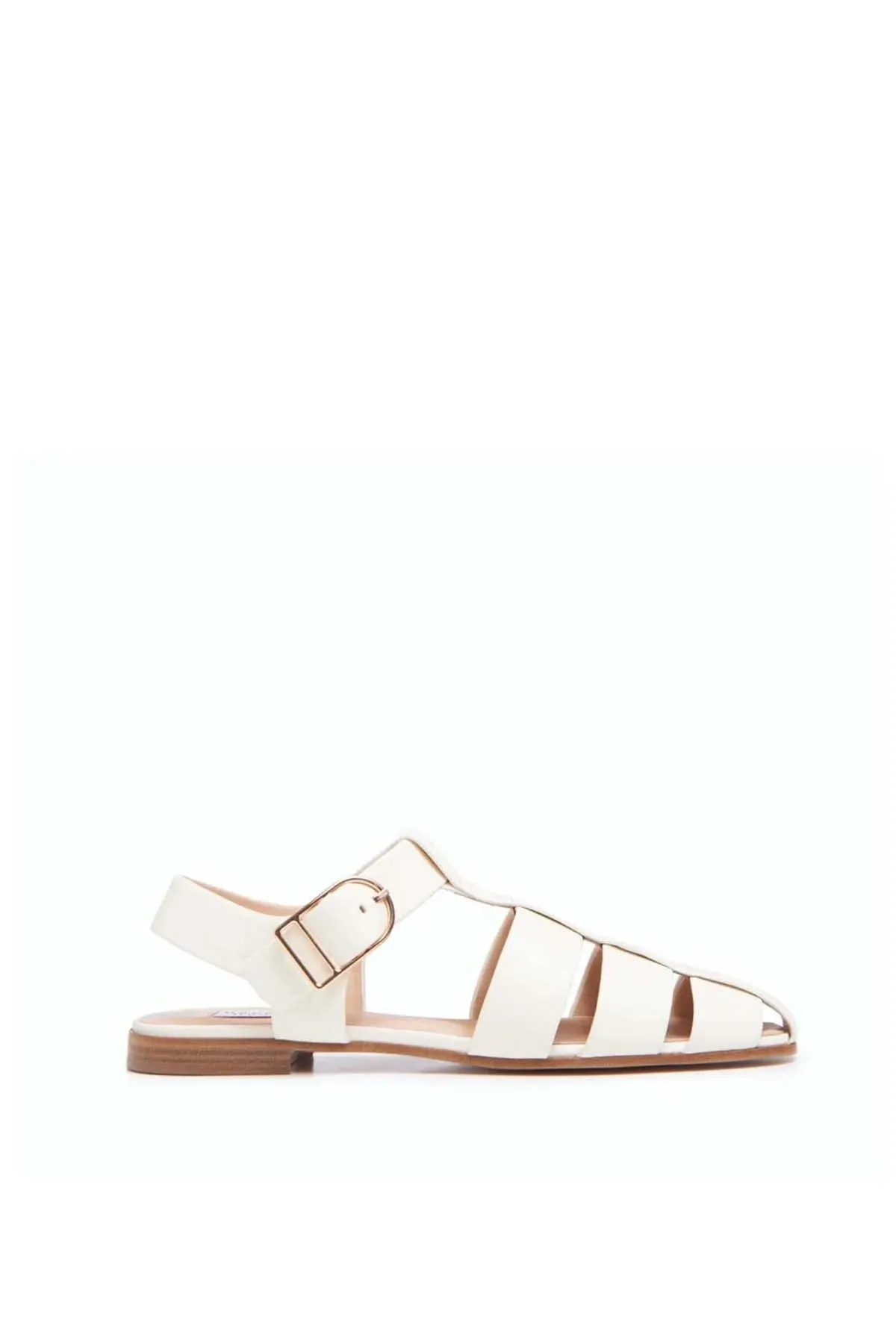Lynn Flat Sandal in Cream Nappa Leather sold by Gabriela Hearst