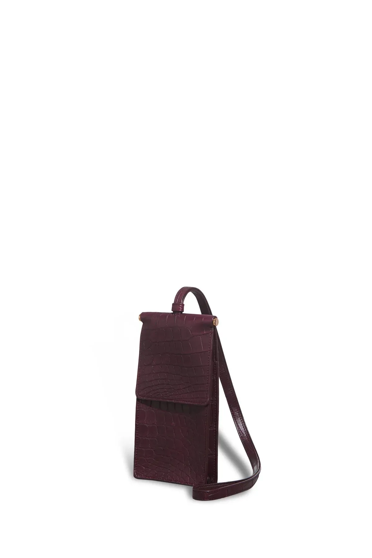 Cardi Neckalce Pouch in Burgundy Crocodile Leather sold by Gabriela Hearst