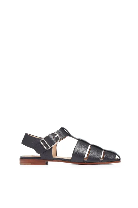 Lynn Sandal in Black Textured Leather sold by Gabriela Hearst