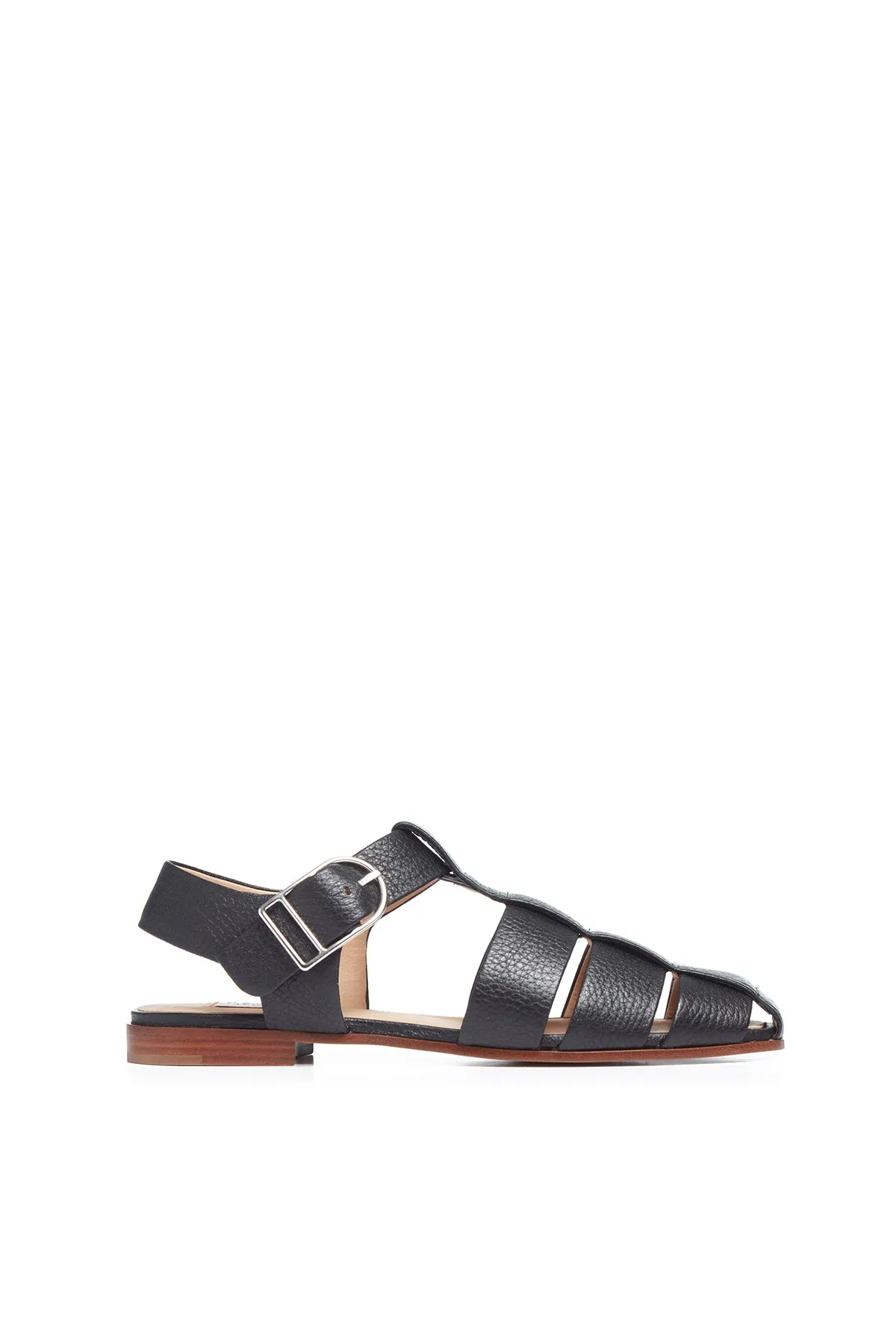 Lynn Sandal in Black Textured Leather sold by Gabriela Hearst