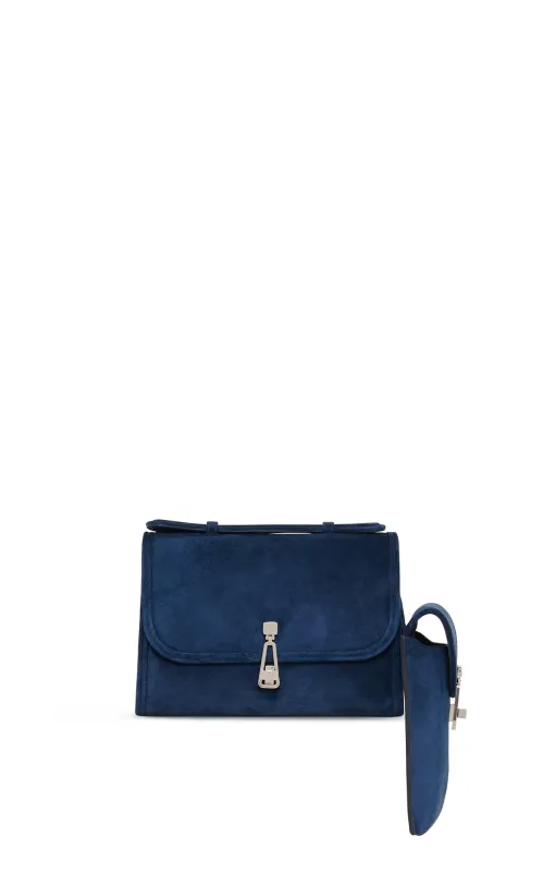 Small Leonora Flap Bag in Navy Suede sold by Gabriela Hearst