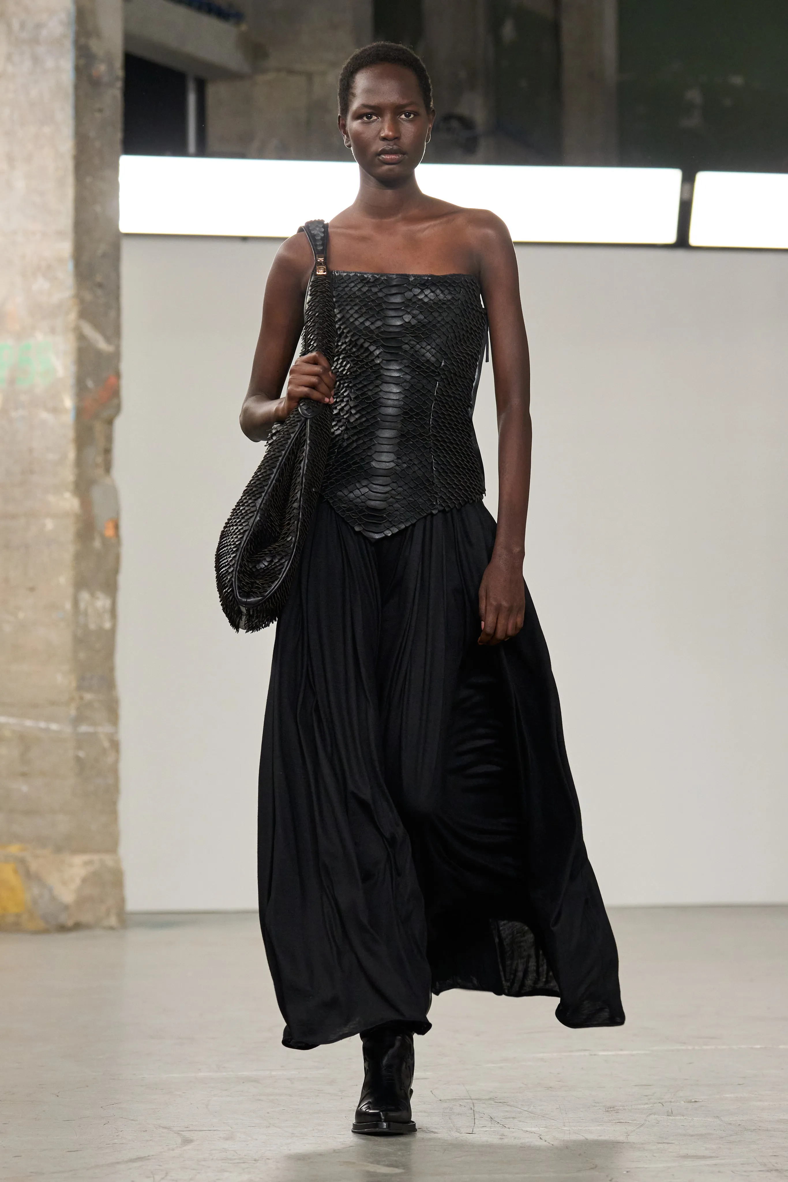 Estrid Dress in Black Nappa Leather Snake Scales sold by Gabriela Hearst product image thumbnail 2
