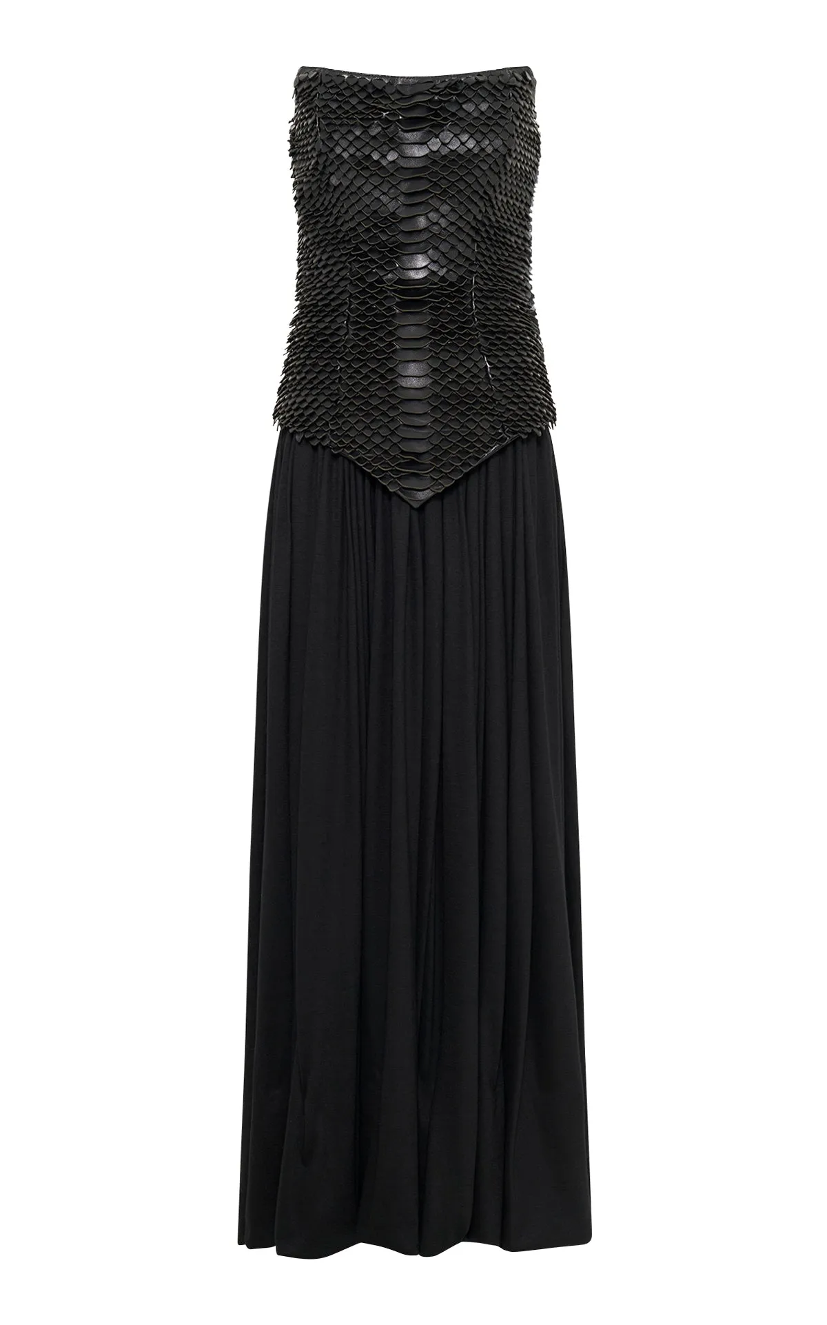 Estrid Dress in Black Nappa Leather Snake Scales sold by Gabriela Hearst