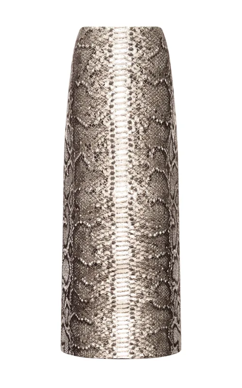 Manuela Skirt in Greyscale Inversa™ Snakeskin sold by Gabriela Hearst