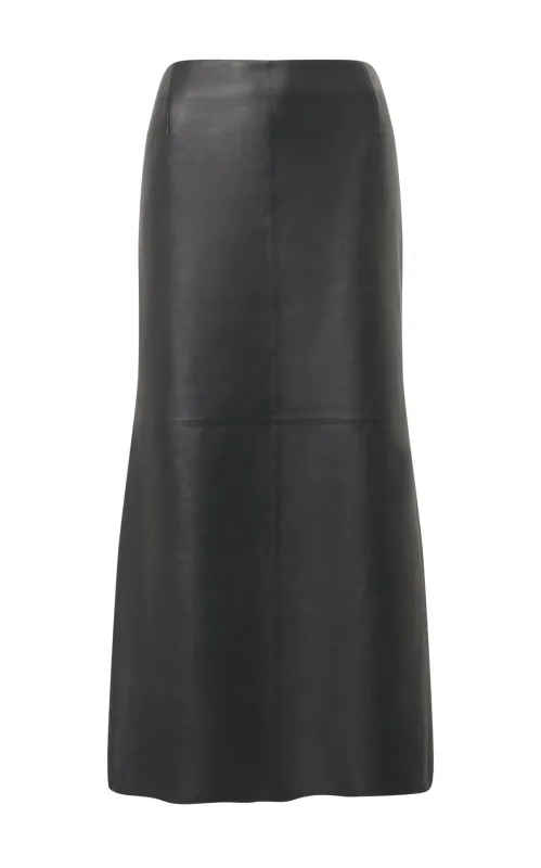 Edwardo Skirt in Black Soft Nappa Leather sold by Gabriela Hearst