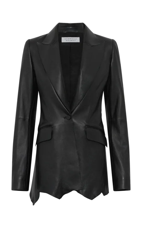 Sybel Blazer in Black Soft Nappa Leather sold by Gabriela Hearst