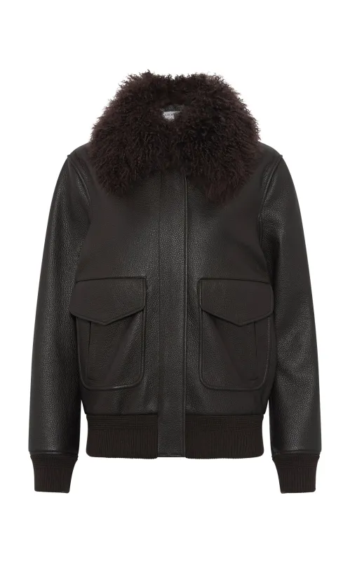 Grant Jacket in Ebony Textured Leather sold by Gabriela Hearst