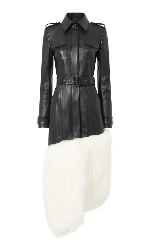 Isak Trench Coat in Black/Ivory Soft Nappa Leather sold by Gabriela Hearst