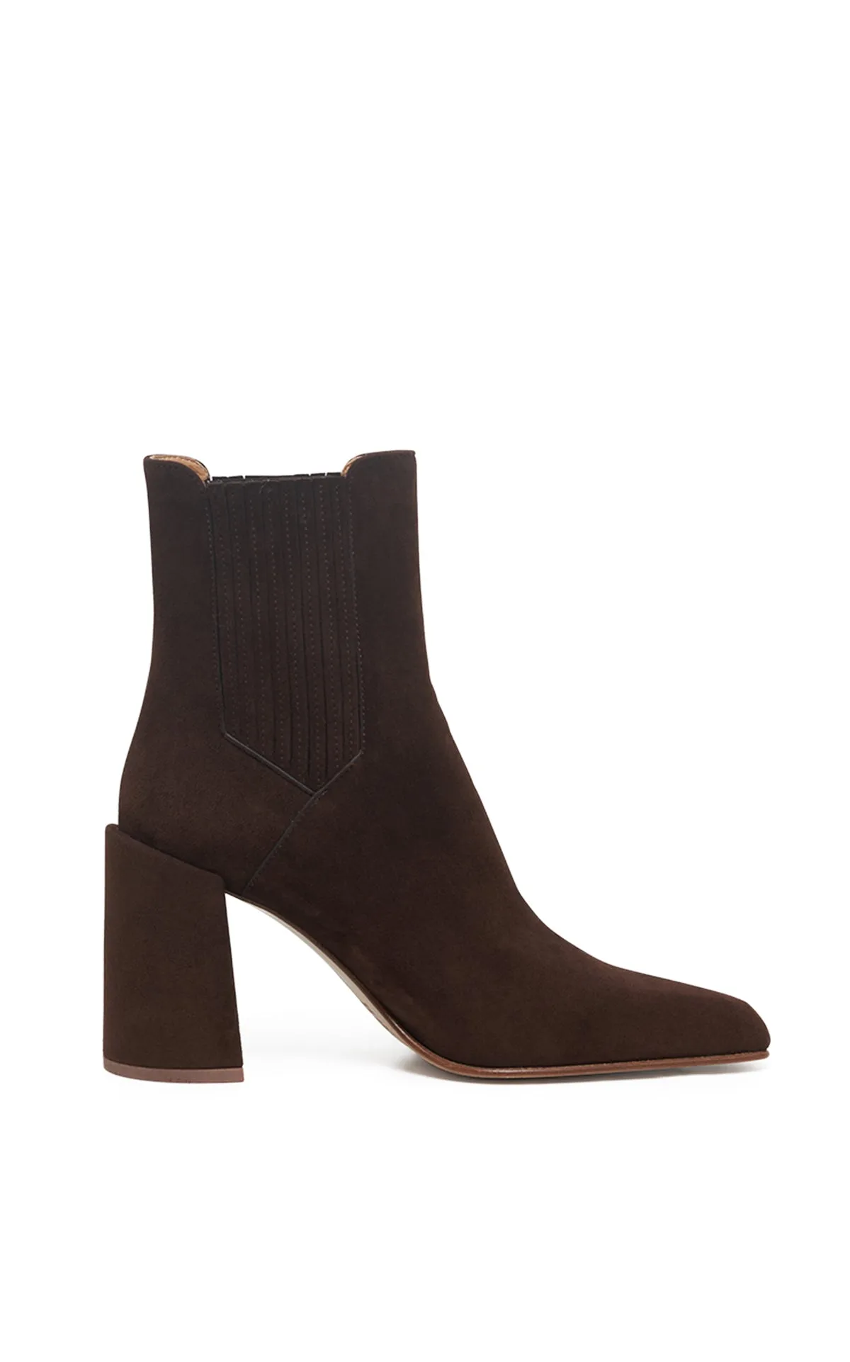 Luke High Heel Ankle Boot in Chocolate Suede sold by Gabriela Hearst