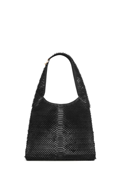 Hobo Large Tote Bag in Black Nappa Leather Snake Scales sold by Gabriela Hearst