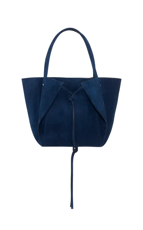Marija Tote Bag in Navy Suede sold by Gabriela Hearst