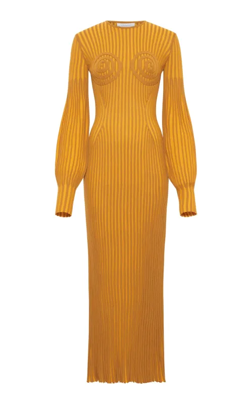 Karina Dress in Yellow Ochre/Golden Birch Merino Wool sold by Gabriela Hearst