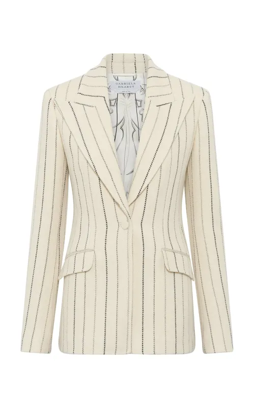 Leiva Blazer in Ivory Multi Wool Cashmere sold by Gabriela Hearst