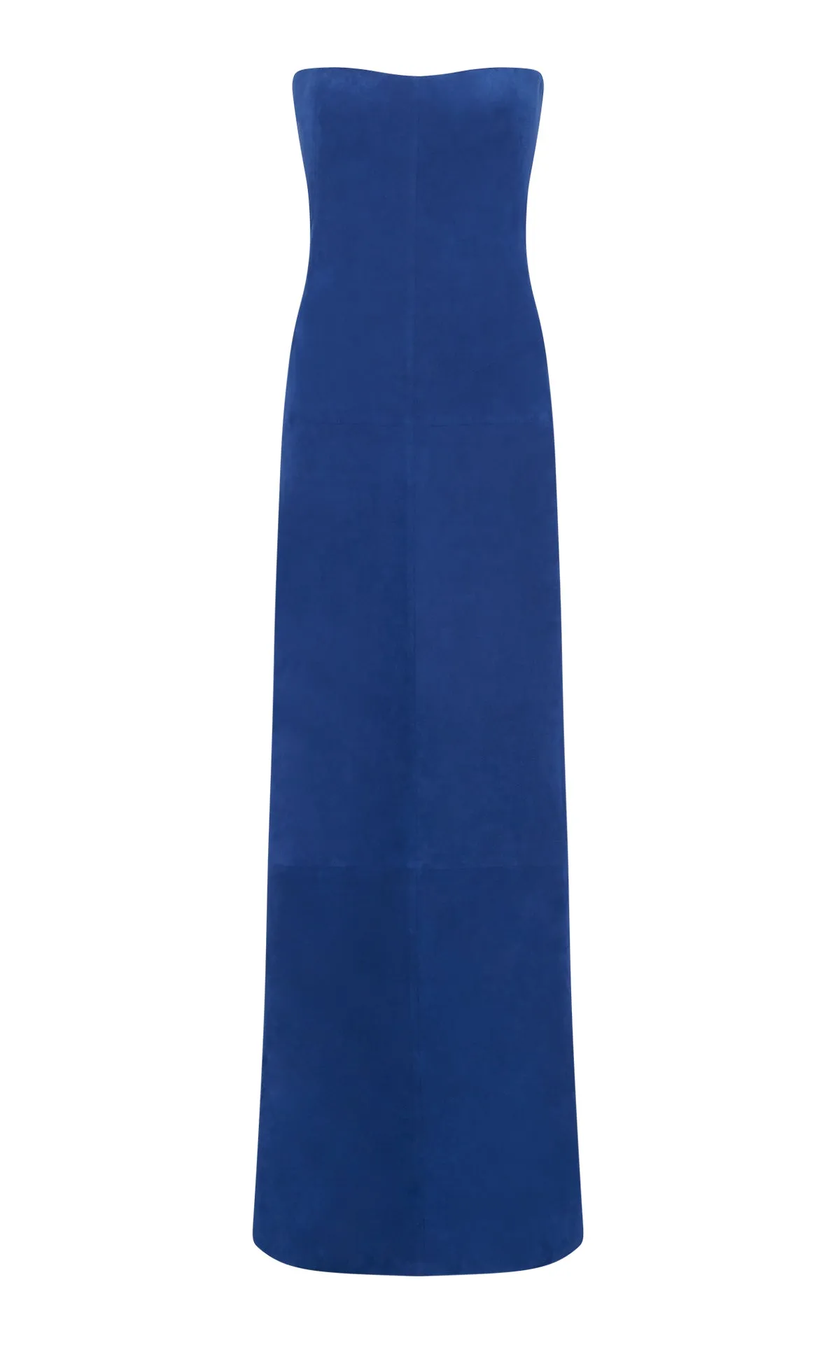 Ivara Strapless Maxi Dress in Cobalt Suede sold by Gabriela Hearst
