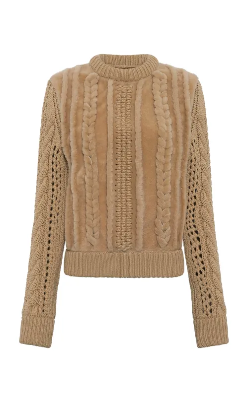 Toth Knit Pullover in Natural Cashmere and Shearling sold by Gabriela Hearst
