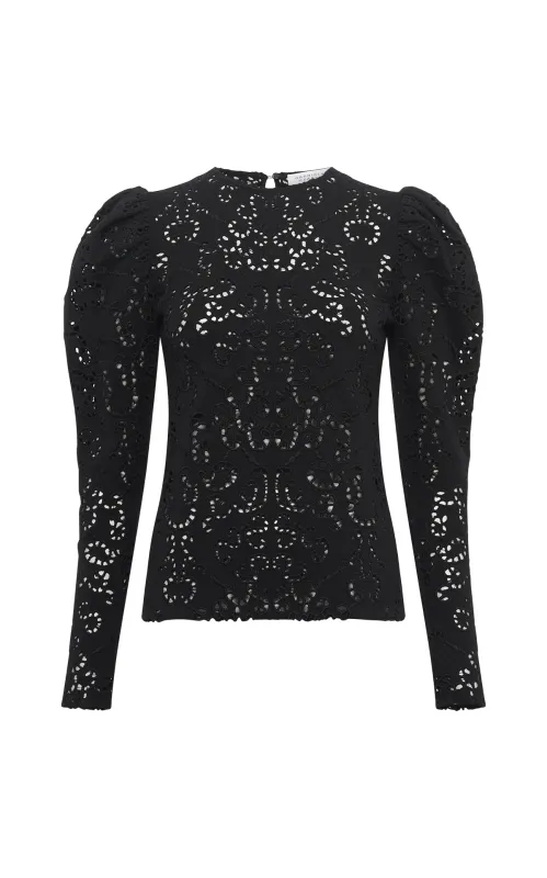 Farida Top in Black Merino Wool sold by Gabriela Hearst